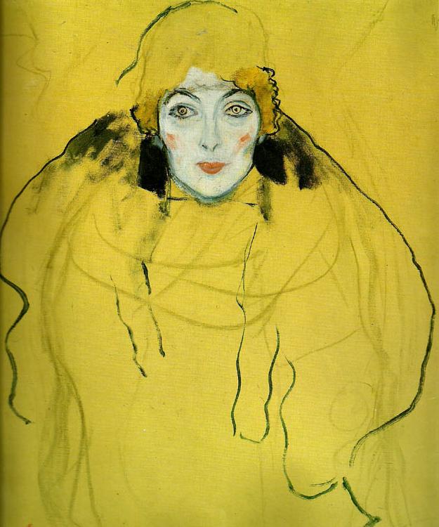 Gustav Klimt en face - portratt av kvinna, oil painting picture